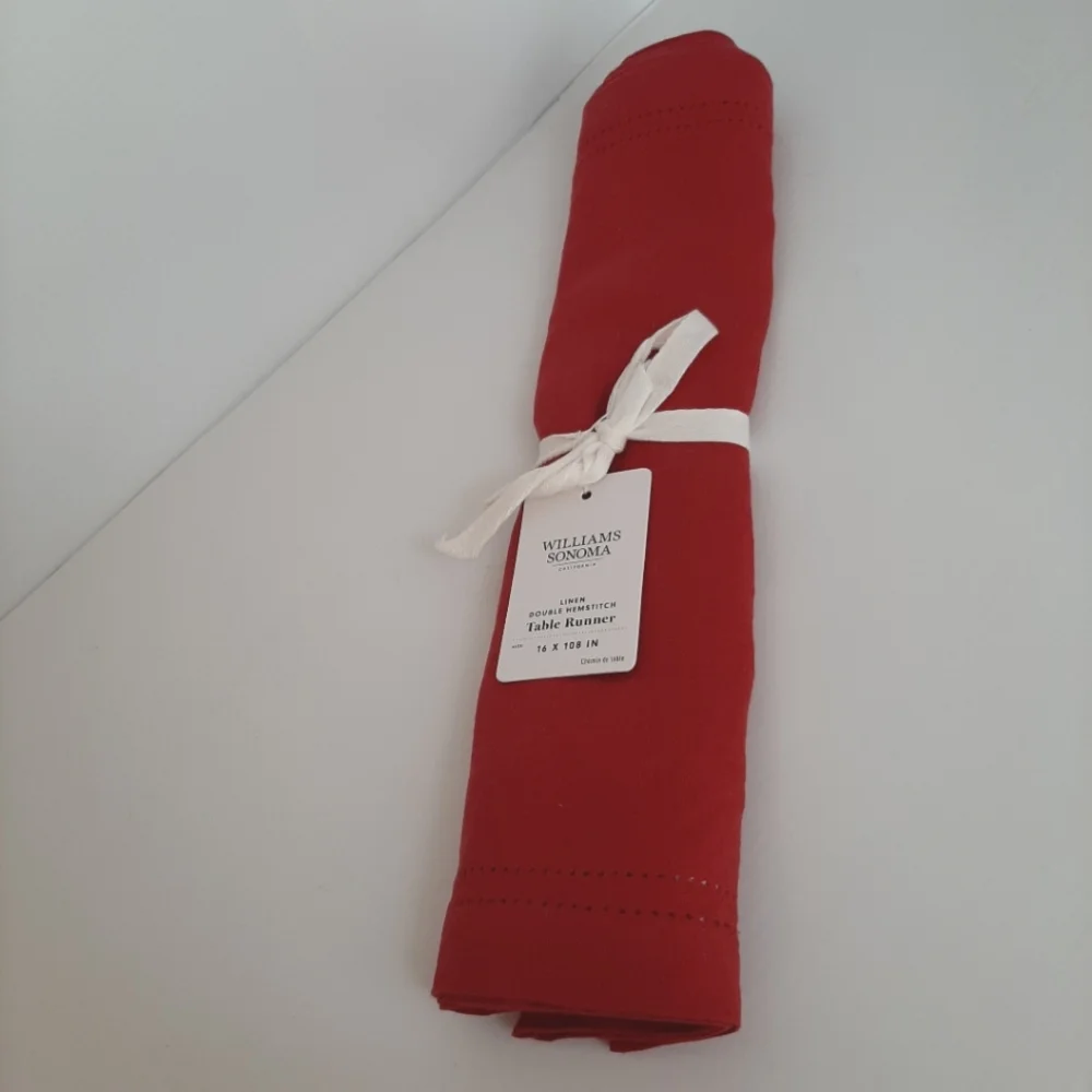 Williams Sonoma Linen Double Hemstitch Table Runner